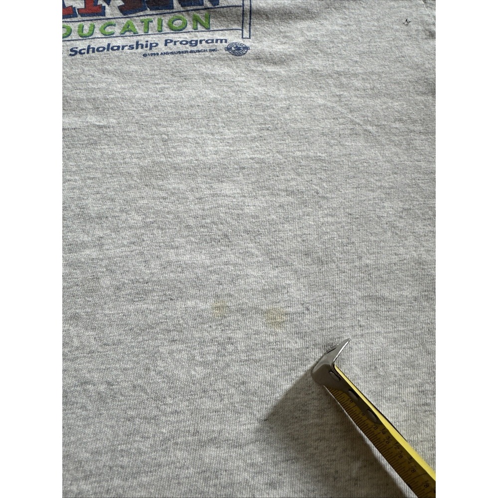 Hanes T-Shirt Men Light Gray SzXL BUDWEISER Jammin For Education(1999)VTG HeavyW - Picture 13 of 14
